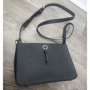 Kate Spade Adel Medium Top Zip Crossbody Bag Black Leather